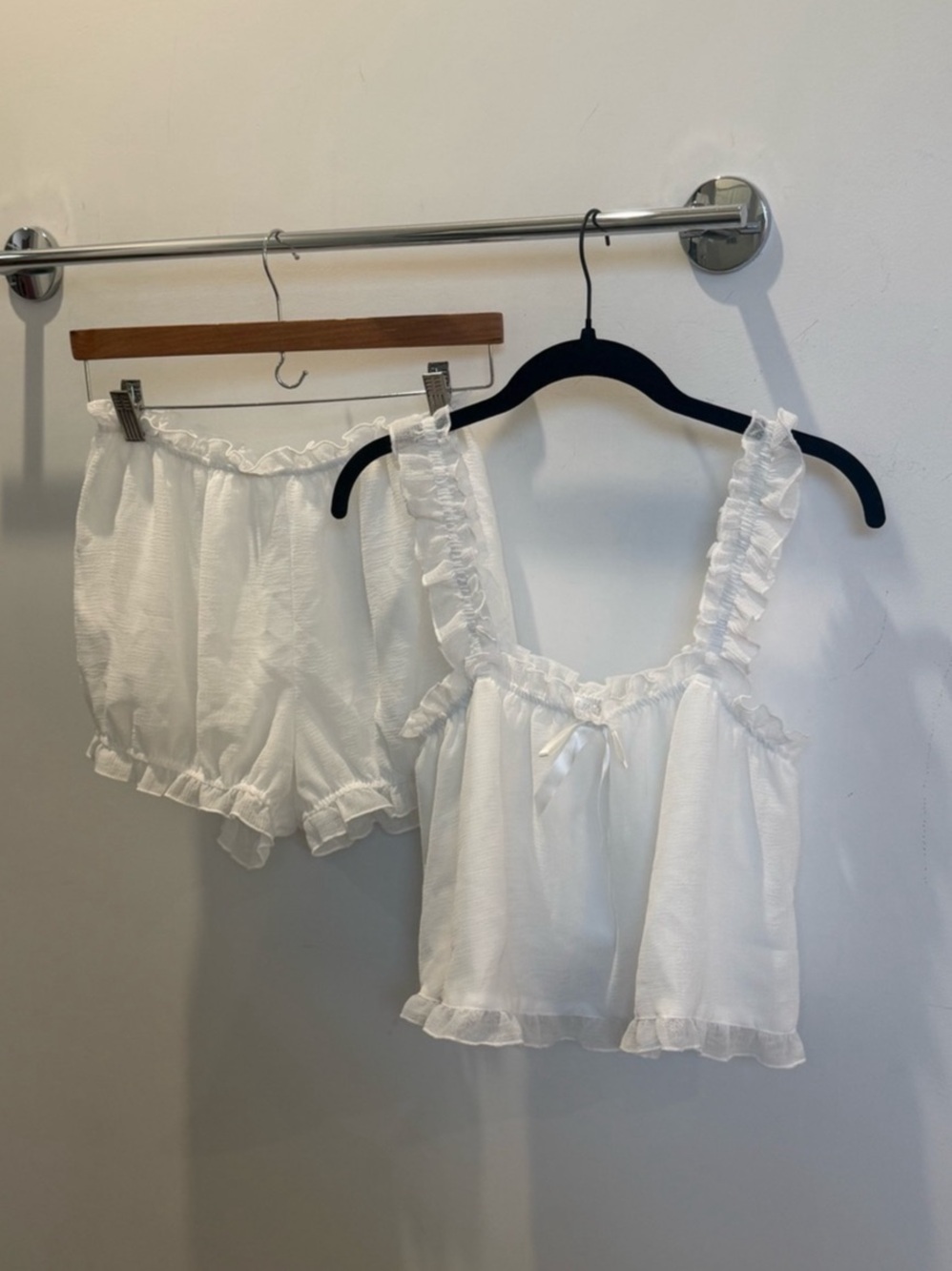 More to Come Sammy Short Set White Ruffle Camisole Set Small